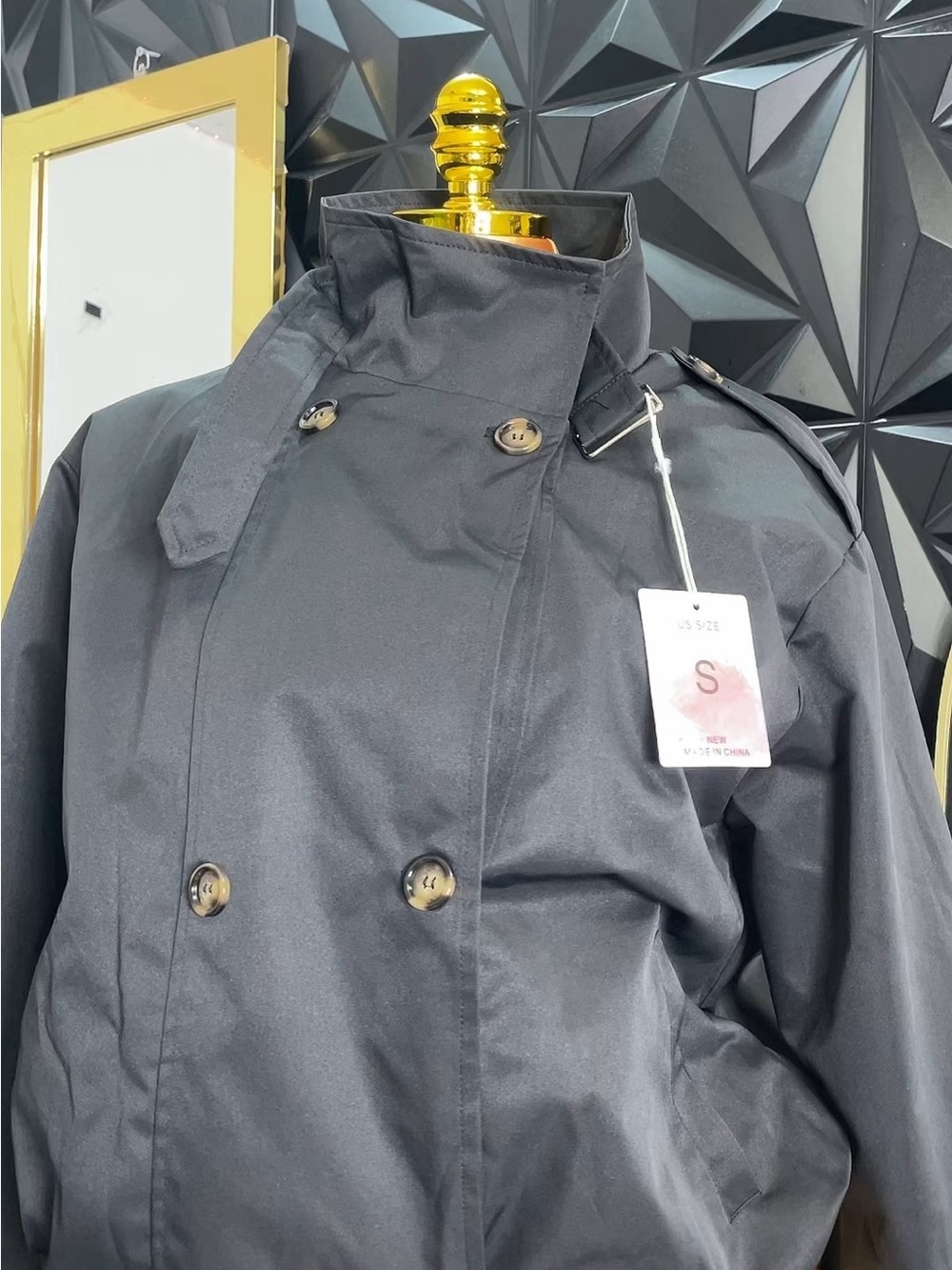 🔥🧥Women's Black Double-Breasted Trench Coat - Classic Tailored Style